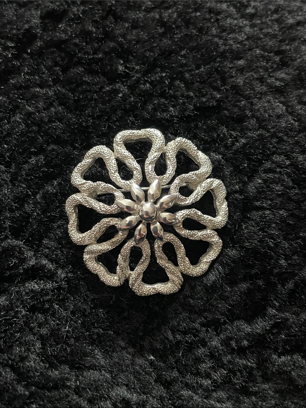 Vintage Trifari signed flower brooch, mid-century, modern